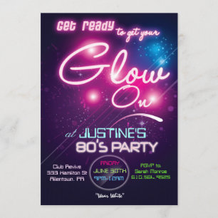 Glow Party Tachtiger Jaren 80 Uitnodiging