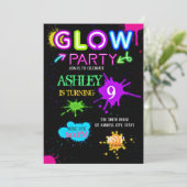 Glow party-uitnodiging kaart (Staand voorkant)