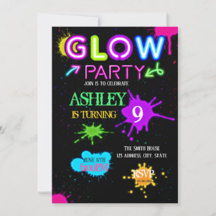 Glow party-uitnodiging kaart