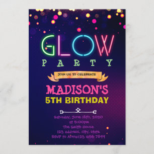 Glow Party verjaardagsuitnodiging Kaart