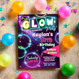 Glow Party verjaardagsuitnodiging Kaart