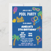 Glow Pool Party verjaardagsuitnodiging Kaart (Voorkant)