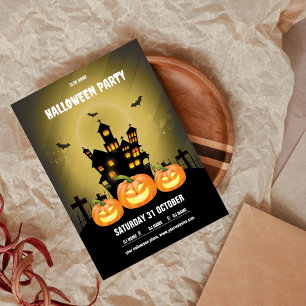 Glow Pumpkin Haunted House Halloween Party Kaart