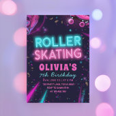 Glow Roller Skating Birthday | Neon Lights Party Kaart