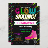 Glow Skating Birthday Invitation Kaart (Voorkant / Achterkant)