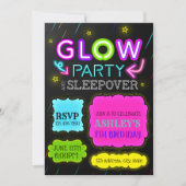 Glow-sleepover-uitnodiging Kaart (Voorkant)