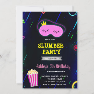 Glow slumber party uitnodiging