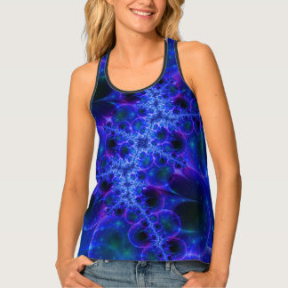 Glow Stars | Blauwe en witte fractale kunst Tanktop