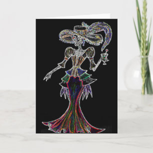 Glow Steampunk Catrina, Dia de los Muertos Kaart
