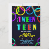 Glow tween naar tiener verjaardag uitnodigingskaar kaart (Voorkant)