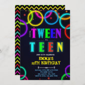 Glow tween naar tiener verjaardag uitnodigingskaar kaart (Voorkant / Achterkant)