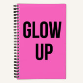"Glow Up" Roze & Zwart Tijdschrift Notitieboek (Voorkant)