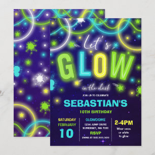 Glow verjaardagsuitnodiging Neon Glow Dance Party Kaart