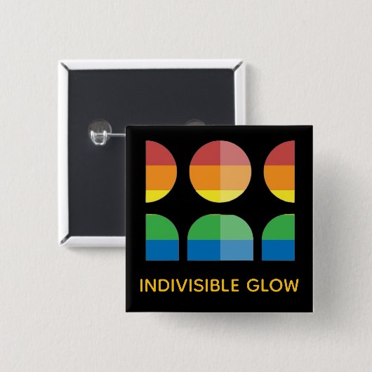 GLOW WITH PRIDE VIERKANTE BUTTON 5,1 CM (Voorkant /achterkant)