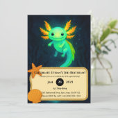 Glowing Axolotl in Deep Waters Birthday Kaart (Staand voorkant)