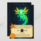 Glowing Axolotl in Deep Waters Birthday Kaart (Voorkant / Achterkant)