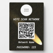 Glowing Black Leather Free Wifi Scan & QR Code Fotoplaat (voorkant)