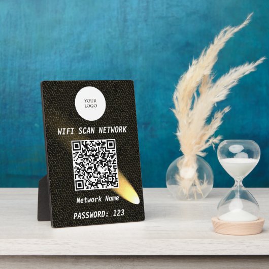 Glowing Black Leather Free Wifi Scan & QR Code Fotoplaat (Zijkant)