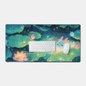 Glowing Blue Axolotl Rainy Night Lotus Pond (Clavier et souris)