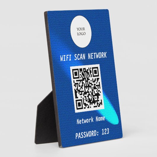 Glowing Blue Leather Free Wifi Scan & QR Code Fotoplaat (Zijkant)