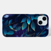 Glowing Blue Leaves iPhone 15 Barely There Case (Achterkant (horizontaal))