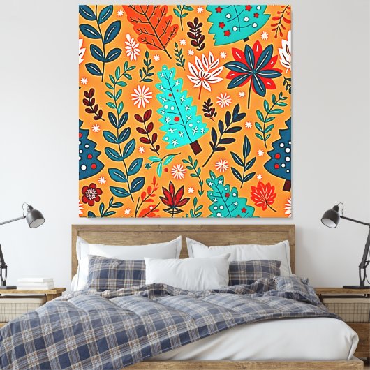 Glowing Christmas Pattern Design Canvas Afdruk (Insitu (Slaapkamer))