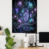 Glowing Crystal Cave Fantasy Art Poster (Thuiskantoor)