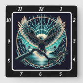 Glowing Eagle Skyflight Vierkante Klok (Voorkant)