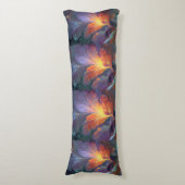 Glowing Fractal Feather Body Pillow – Abstract Art Lichaamskussen (Voorkant Verticaal)