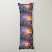 Glowing Fractal Feather Body Pillow – Abstract Art Lichaamskussen (Achterkant (Verticaal))