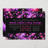 GLOWING GALAXY PINK Faire-part de mariage (Devant / Derrière)