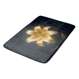 Glowing golden lily flower badmat
