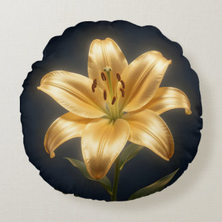 Glowing golden lily flower rond kussen