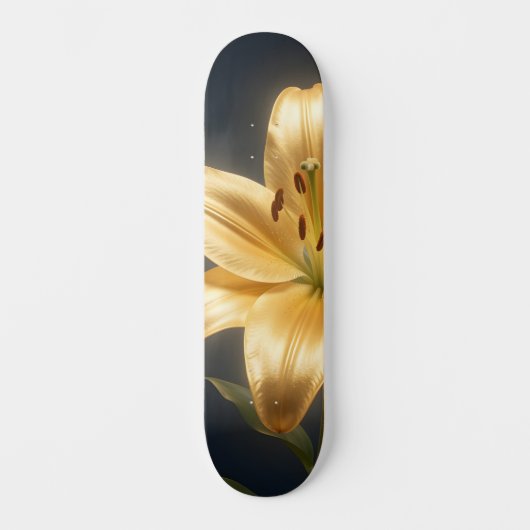 Glowing golden lily flower skateboard (Voorkant)