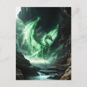 Glowing Green Dragon Mythical Creature Briefkaart