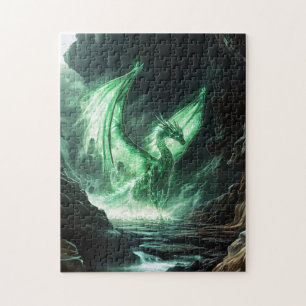 Glowing Green Dragon Mythical Creature Legpuzzel
