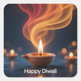 Glowing Happy Diwali Diya Sticker Design