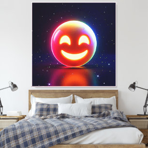 Glowing Happy Orb Emoji Canvas Afdruk