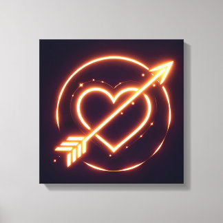 glowing image of a heart with cupid's arrow canvas afdruk