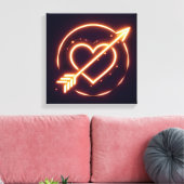 glowing image of a heart with cupid's arrow canvas afdruk (Insitu (Woonkamer))