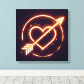 glowing image of a heart with cupid's arrow canvas afdruk (Insitu (Houten vloer))