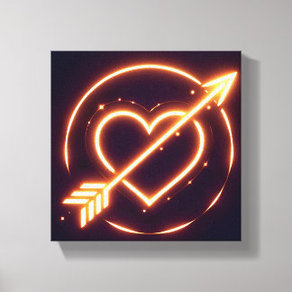 glowing image of a heart with cupid's arrow canvas afdruk