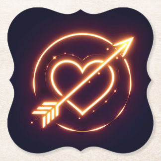 glowing image of a heart with cupid's arrow kartonnen onderzetters