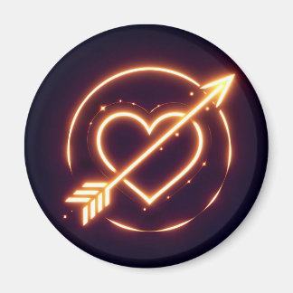 glowing image of a heart with cupid's arrow magneet