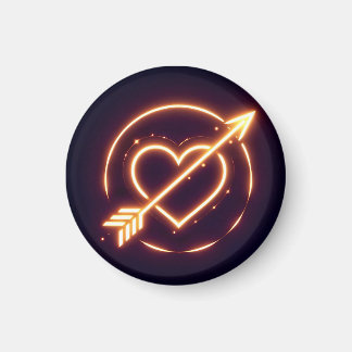 glowing image of a heart with cupid's arrow magneet