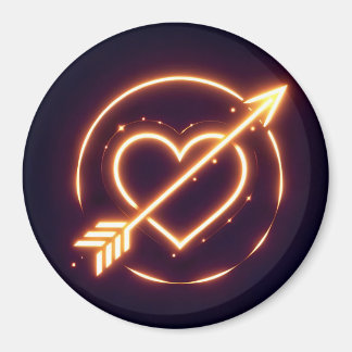 glowing image of a heart with cupid's arrow magneet
