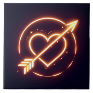 glowing image of a heart with cupid's arrow tegeltje