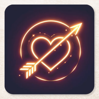 glowing image of a heart with cupid's arrow vierkante kartonnen onderzetter
