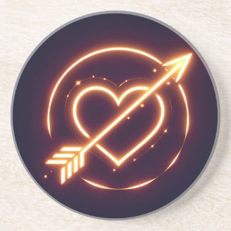 glowing image of a heart with cupid's arrow zandsteen onderzetter