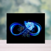 Glowing infinity with blue rose acryl bord (Neutraal)